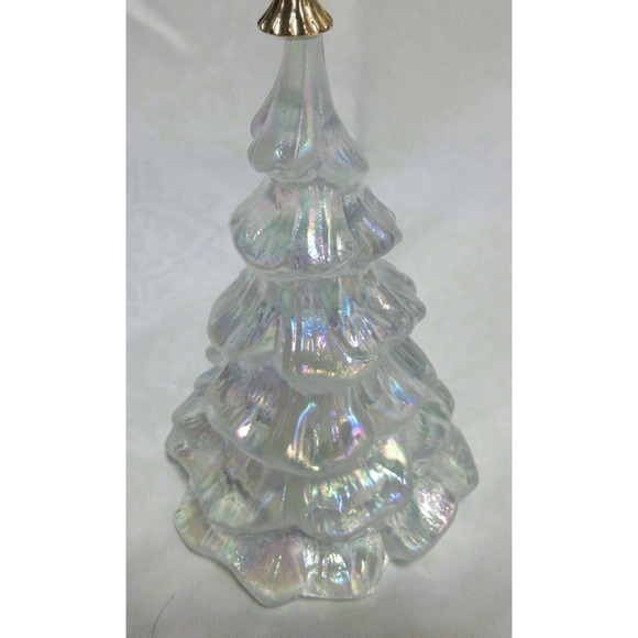 VTG Fenton Glass CHRISTMAS TREE 6.5" FIGURINE Large White Iridescent + Angel - Picture 4 of 7